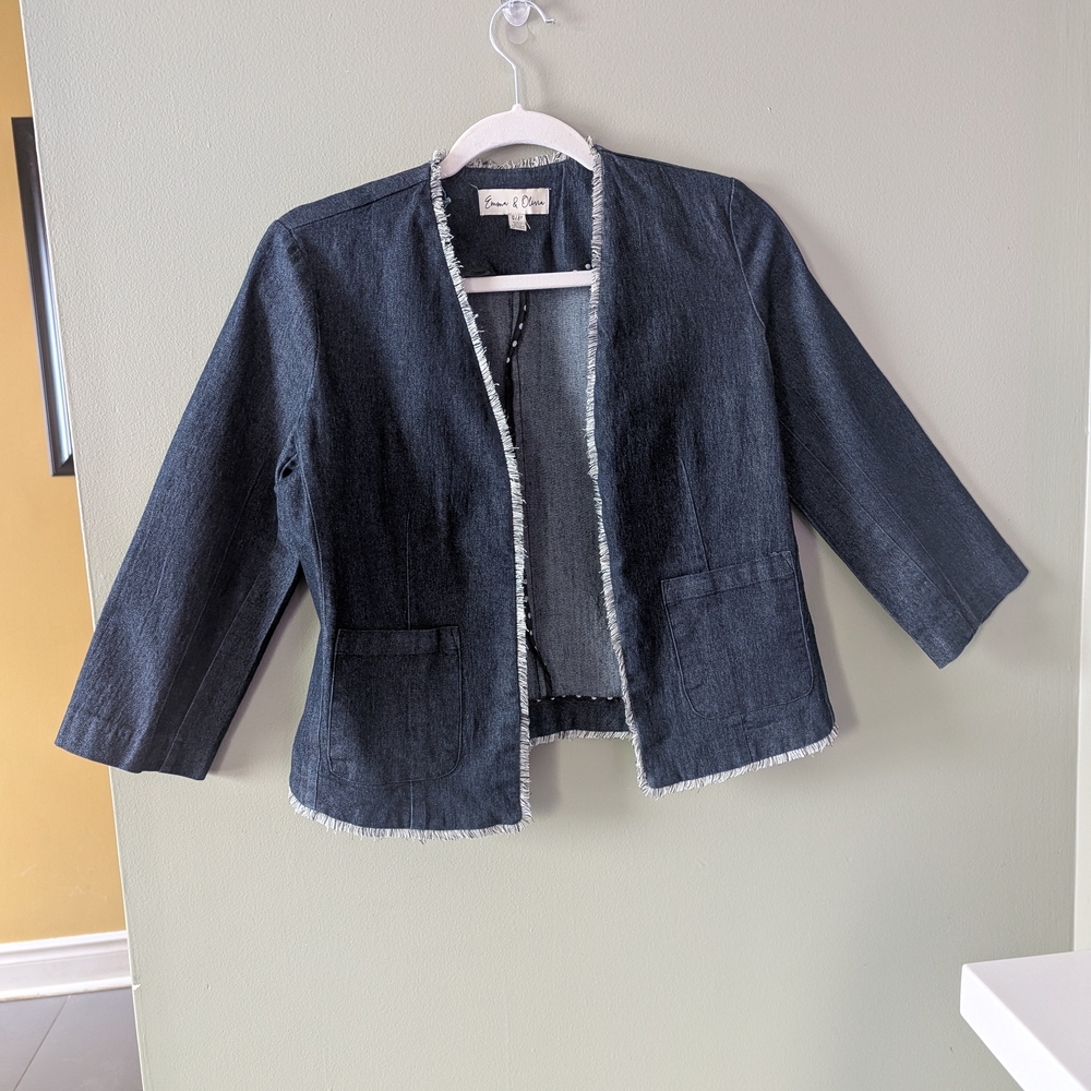 Dark Blue Denim Jacket with Fringe